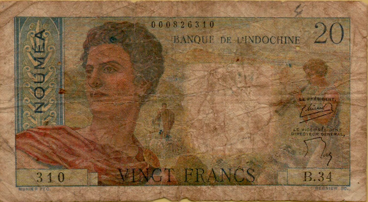 New Caledonia 20 1951 VF P-50/b